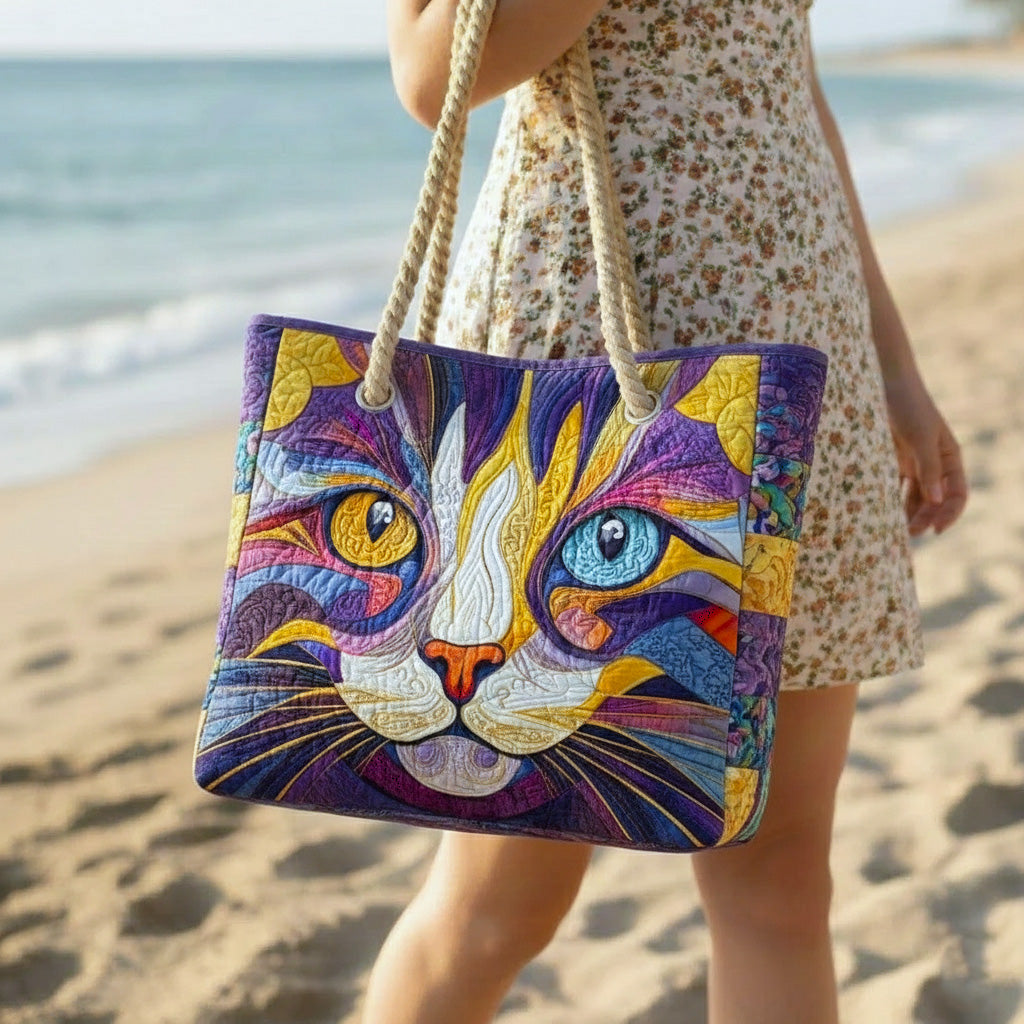 気ままな猫の手作りビーチバッグ